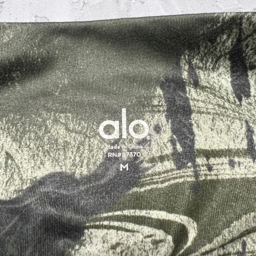Alo Printed High Waist Leggings SIZE M Metallic Green Swirl Yoga Gym Pants